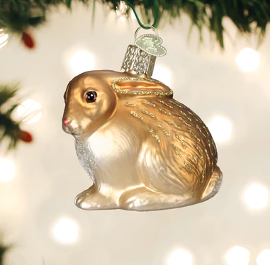 Tan Cottontail Bunny Glass Ornament  Old World Christmas   