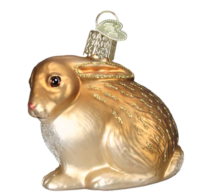 Tan Cottontail Bunny Glass Ornament  Old World Christmas   