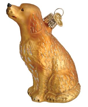 Sitting Golden Retriever Glass Ornament  Old World Christmas   