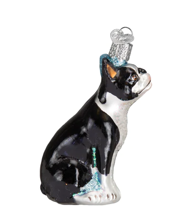 Boston Terrier Glass Ornament  Old World Christmas   