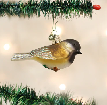 Black Capped Chickadee Glass Ornament  Old World Christmas   