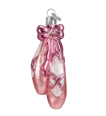 Ballet Toe Shoes Glass Ornament  Old World Christmas   