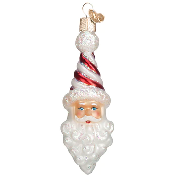 Peppermint Twist Santa Glass Ornament  Old World Christmas   