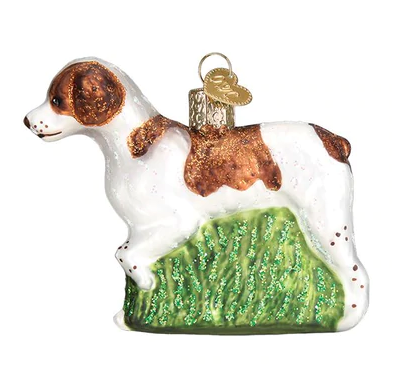 Brittany Spaniel Glass Ornament  Old World Christmas   