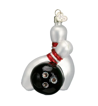 Bowling Ball and Pins Glass Ornament  Old World Christmas   