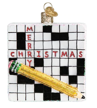 Crossword Puzzle Glass Ornament  Old World Christmas   