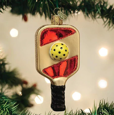 Pickleball Paddle Glass Ornament  Old World Christmas   