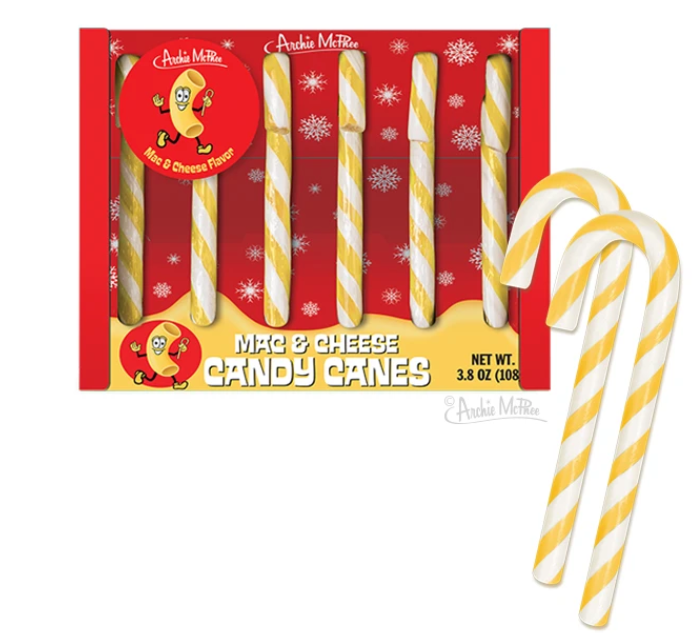 Crazy Flavored Candy Canes  Archie McPhee Mac - N - Cheese  