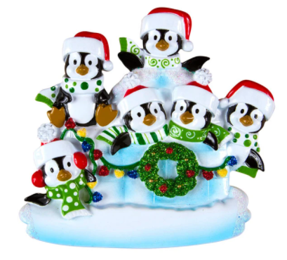 Igloo with Penguins Family Personalized Ornament  GSM Pers Orn Family of 6  