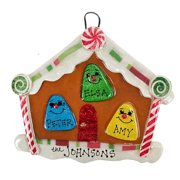 Gumdrop House Family Personalized Dough Ornament  Anything Doughs Family of 3  