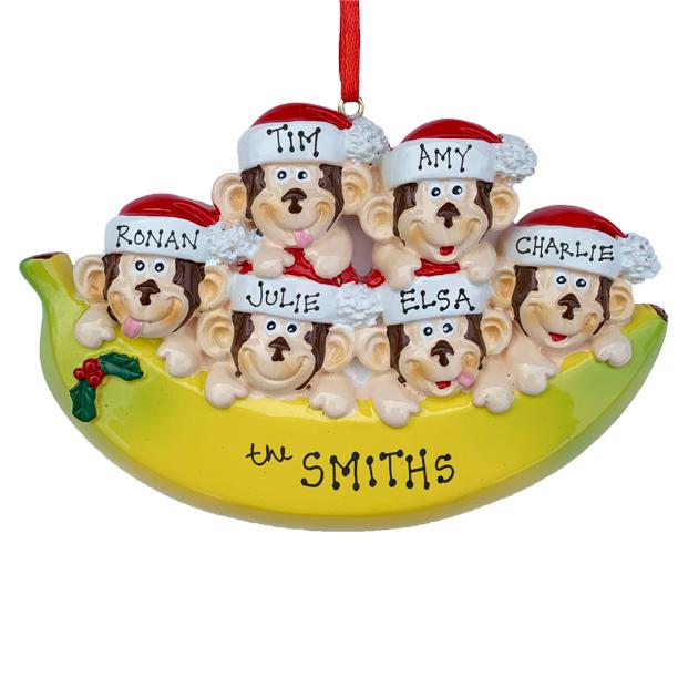 Monkey Family Personalized Ornament  GSM Pers Orn Family of 6  