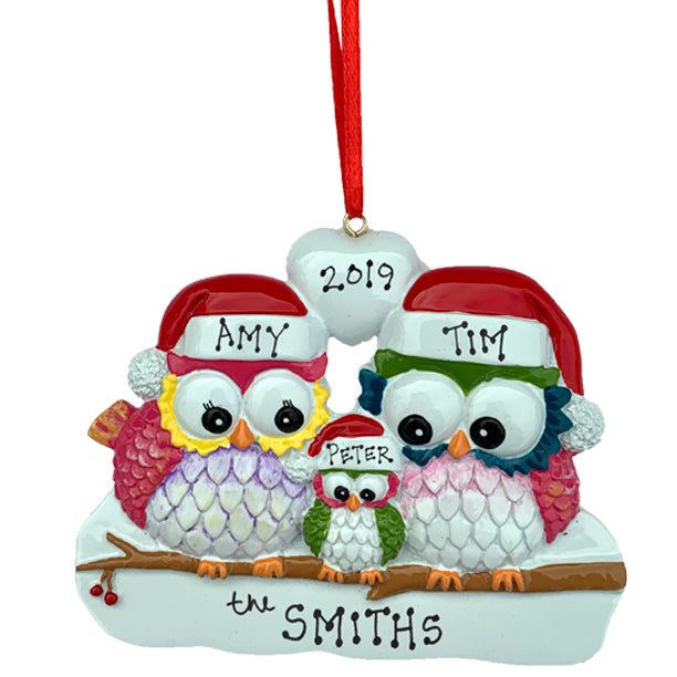 Owl Family Personalized Ornament  GSM Pers Orn Family of 3  