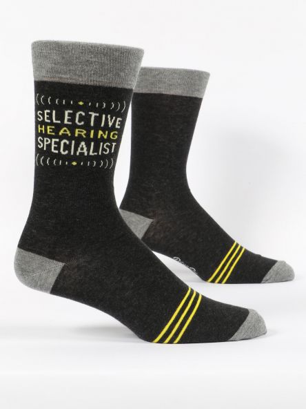 SELECTIVE HEARING MEN'S-CREW SOCKS by Blue Q