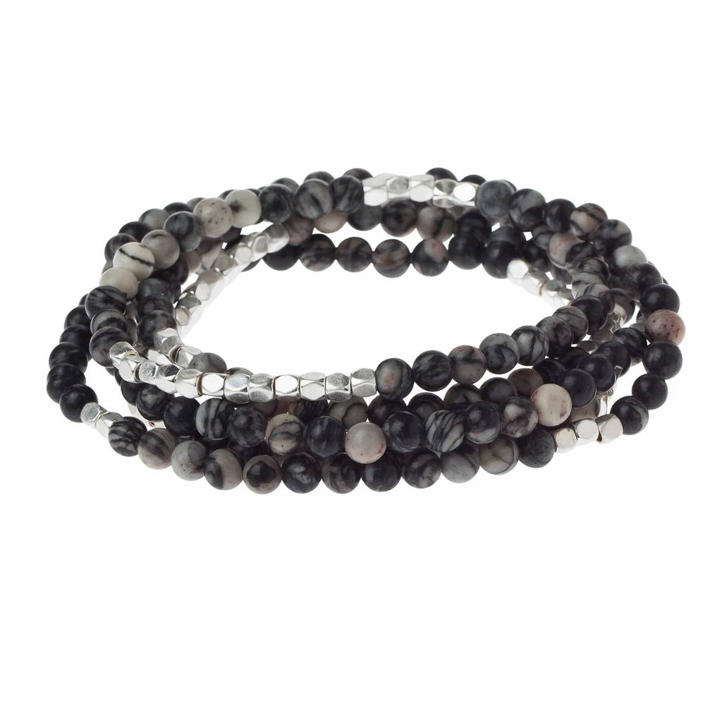 Black Network Agate Stone Wrap Bracelet/Necklace  Scout Curated Wears   