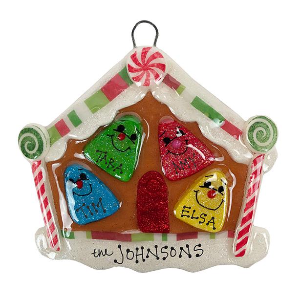 Gumdrop House Family Personalized Dough Ornament  Anything Doughs Family of 4  