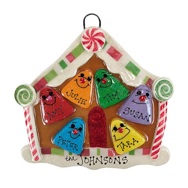 Gumdrop House Family Personalized Dough Ornament  Anything Doughs Family of 6  