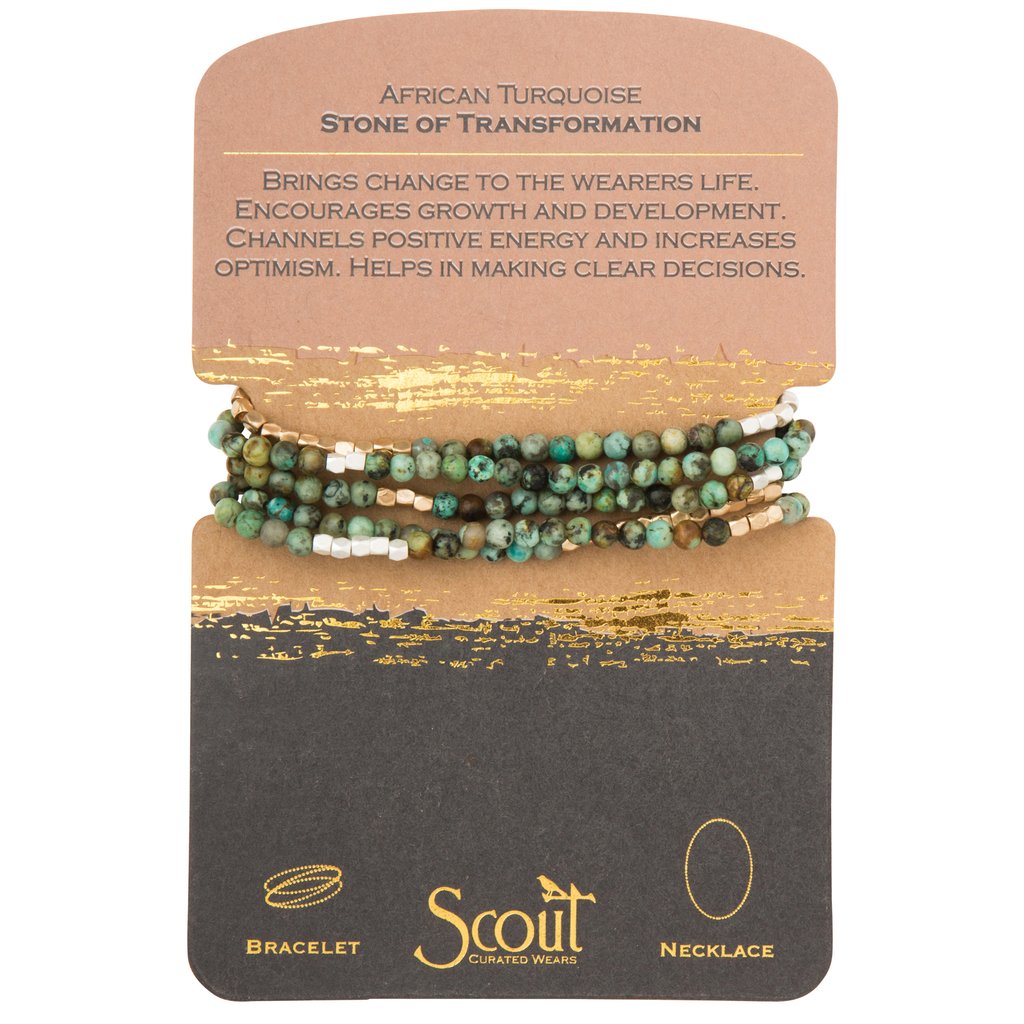 African Turquoise Stone Wrap Bracelet