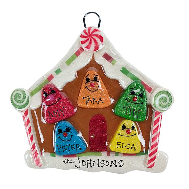 Gumdrop House Family Personalized Dough Ornament  Anything Doughs Family of 5  