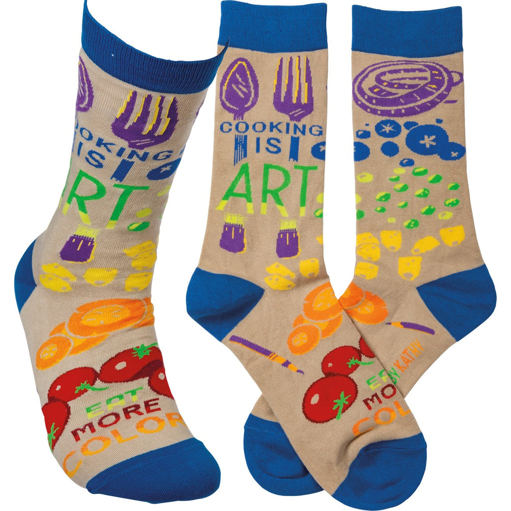 Cooking Is Art Eat More Color Socks by Primitives By Kathy