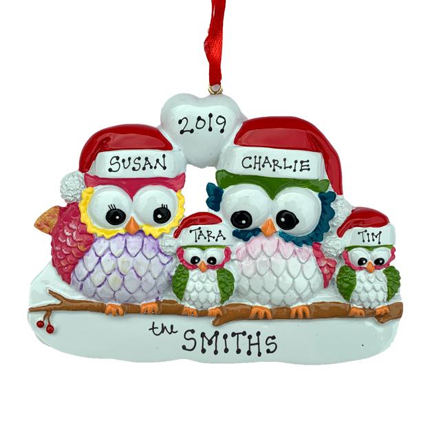 Owl Family Personalized Ornament  GSM Pers Orn Family of 4  