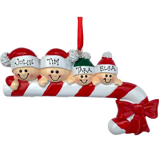 Candy Cane Family Personalized Ornament  GSM Pers Orn Family of 4  