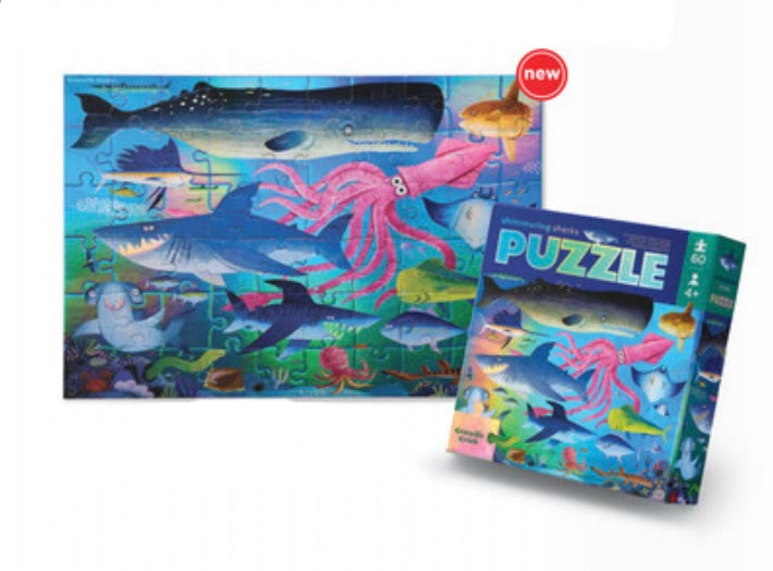 Dazzling Dinosaurs 60 piece Foil Puzzle  Crocodile Creek Shimmering Shark  