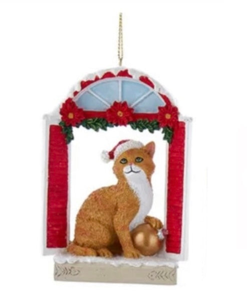 Christmas Cat Personalized Ornament  Kurt Adler Orange  