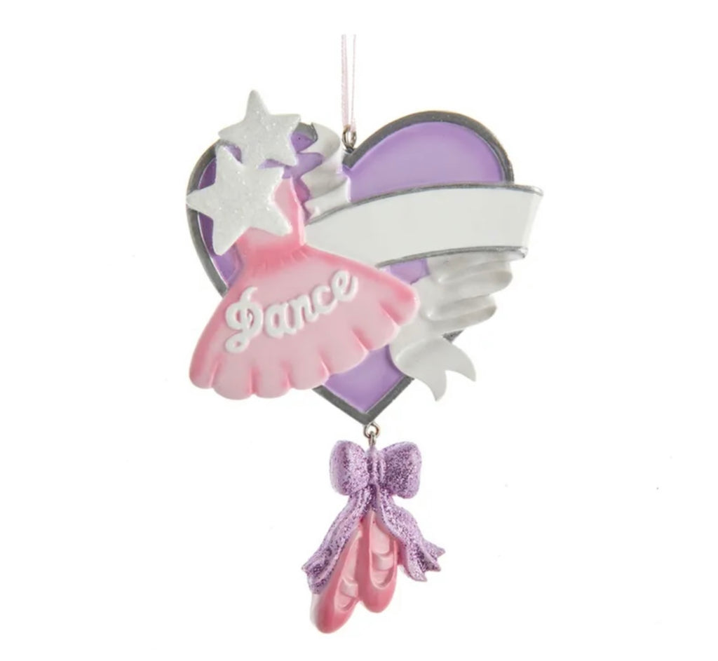 Ballet Dance Heart Personalized Ornament  Kurt Adler   