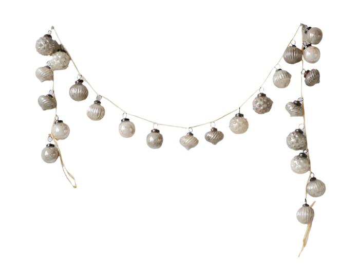 Mercury Glass Ornament Garlands  Creative Co-Op Cream and Taupe  