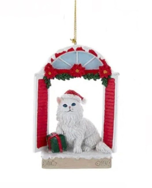 Christmas Cat Personalized Ornament  Kurt Adler White  