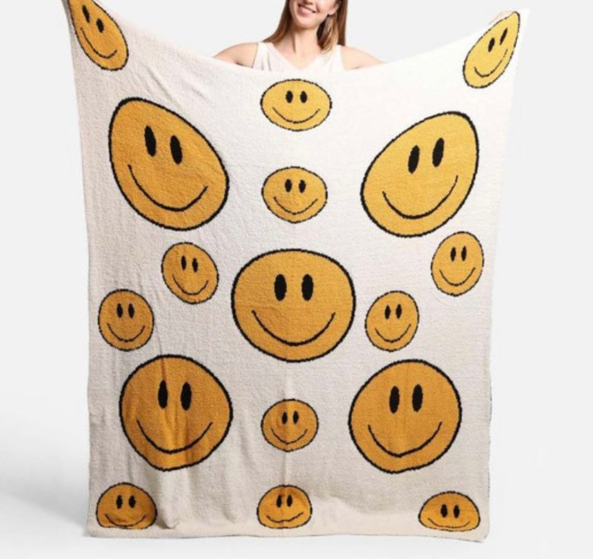 Happy Face Throw Blanket Shirts Jasmine Trading Corp White Background  