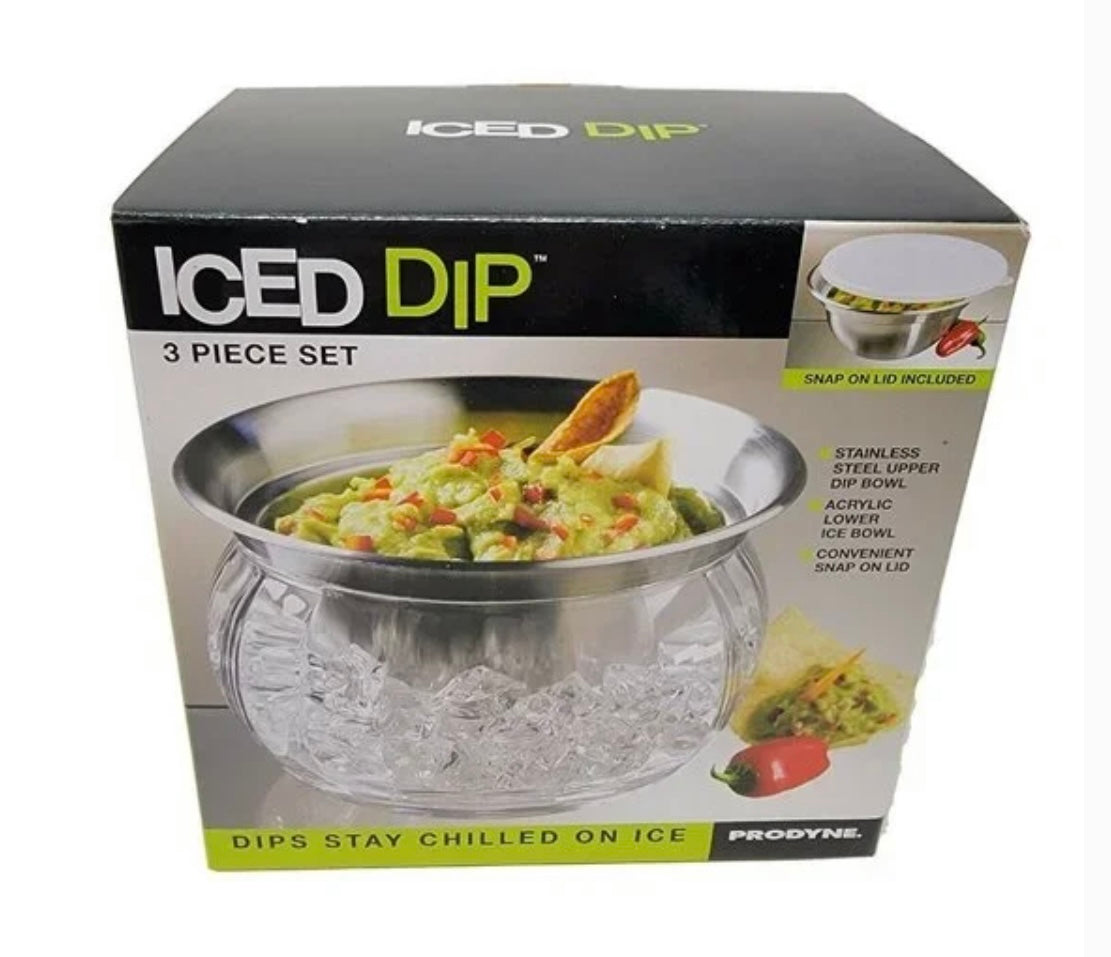 Cold Dip Bowls-2 Chilled Serving Containers with Ice Chambers and