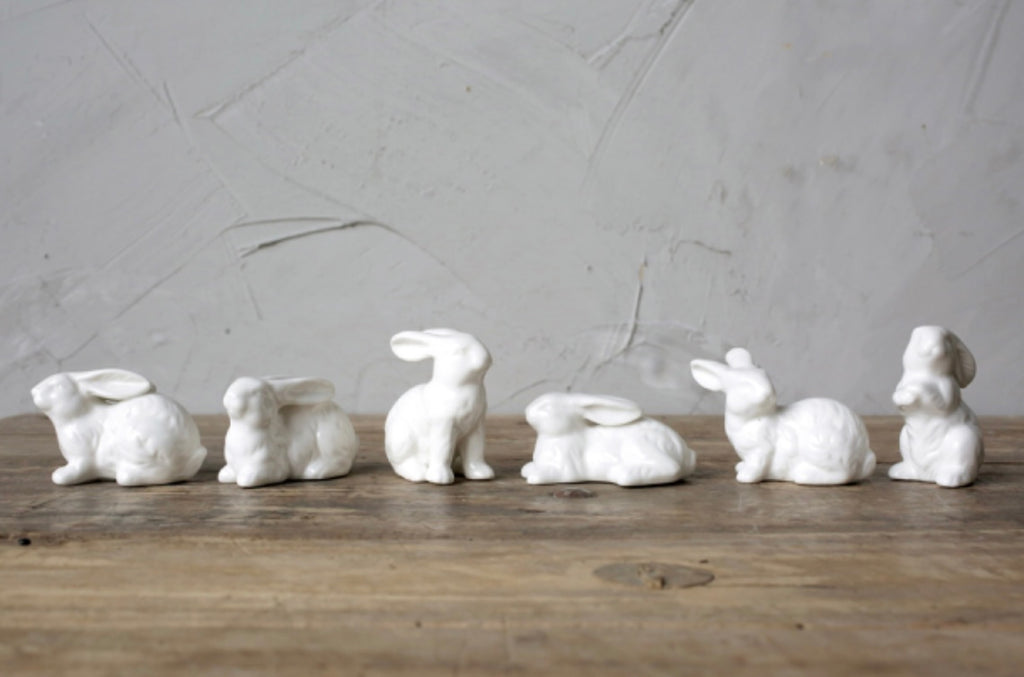 White Ceramic Bunnies/Birds Sets  Creative Co-Op Bunnies  