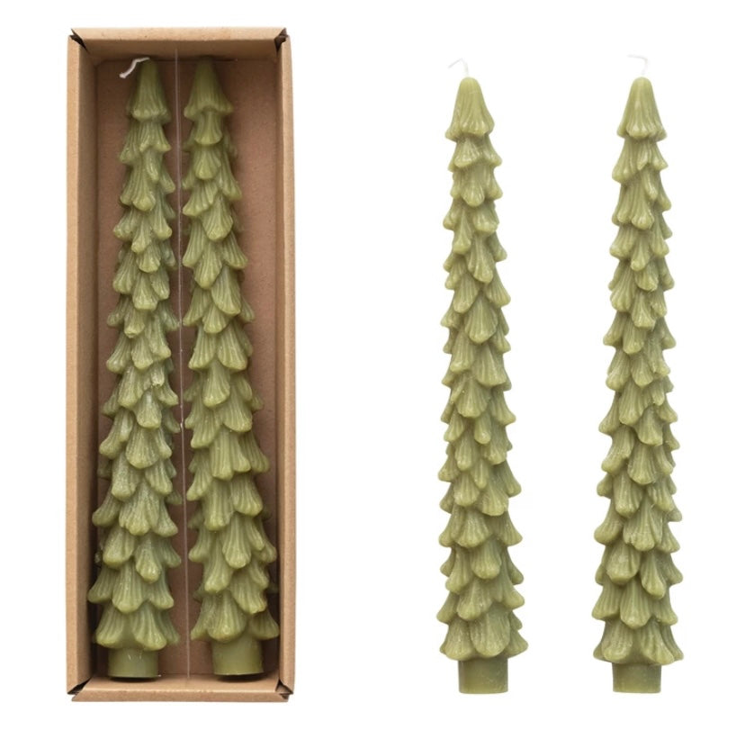 Tree Shaped Taper Candles  Creative Co-Op Cedar 10" 