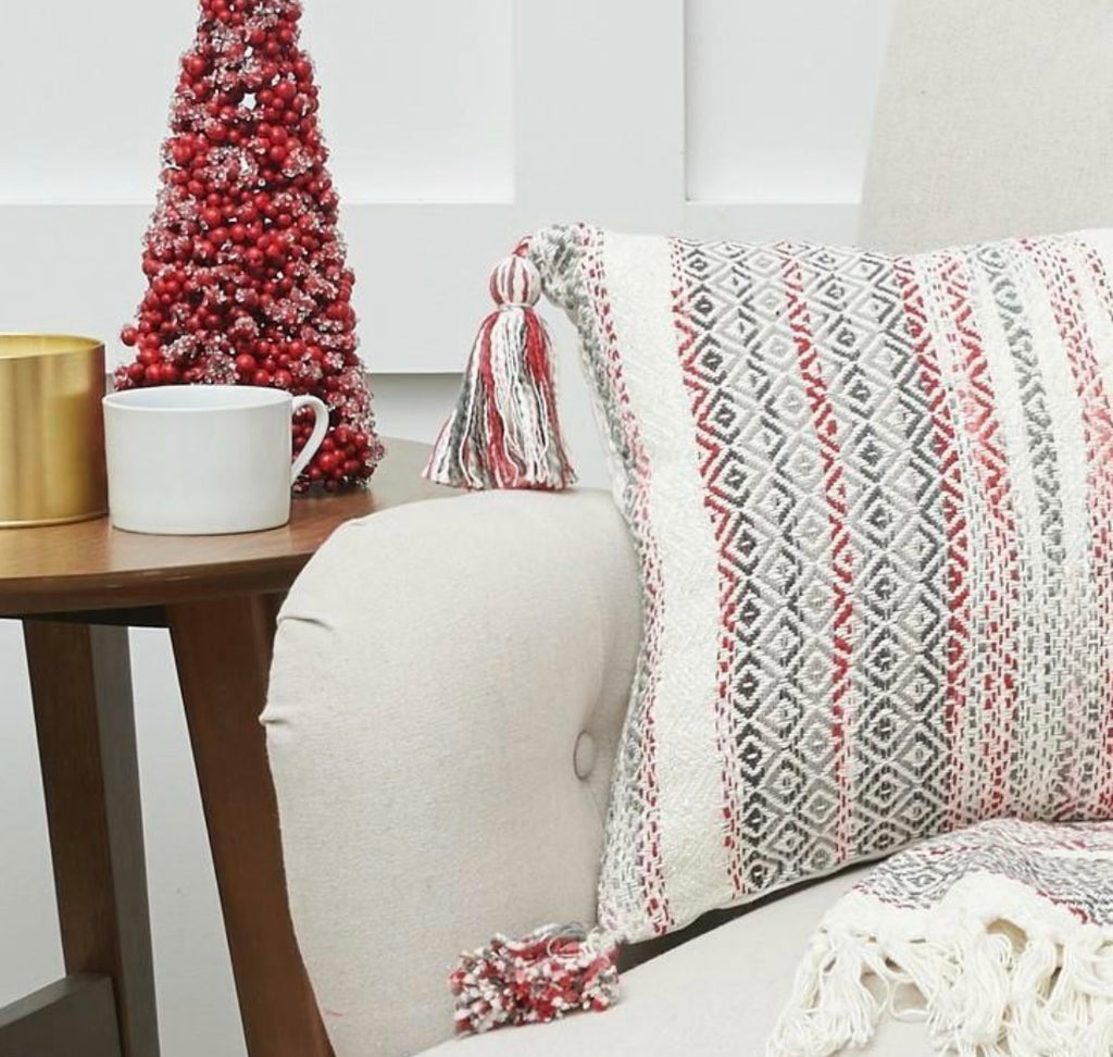 Cozy Nordic Christmas Red & Gray  C & F Pillow  