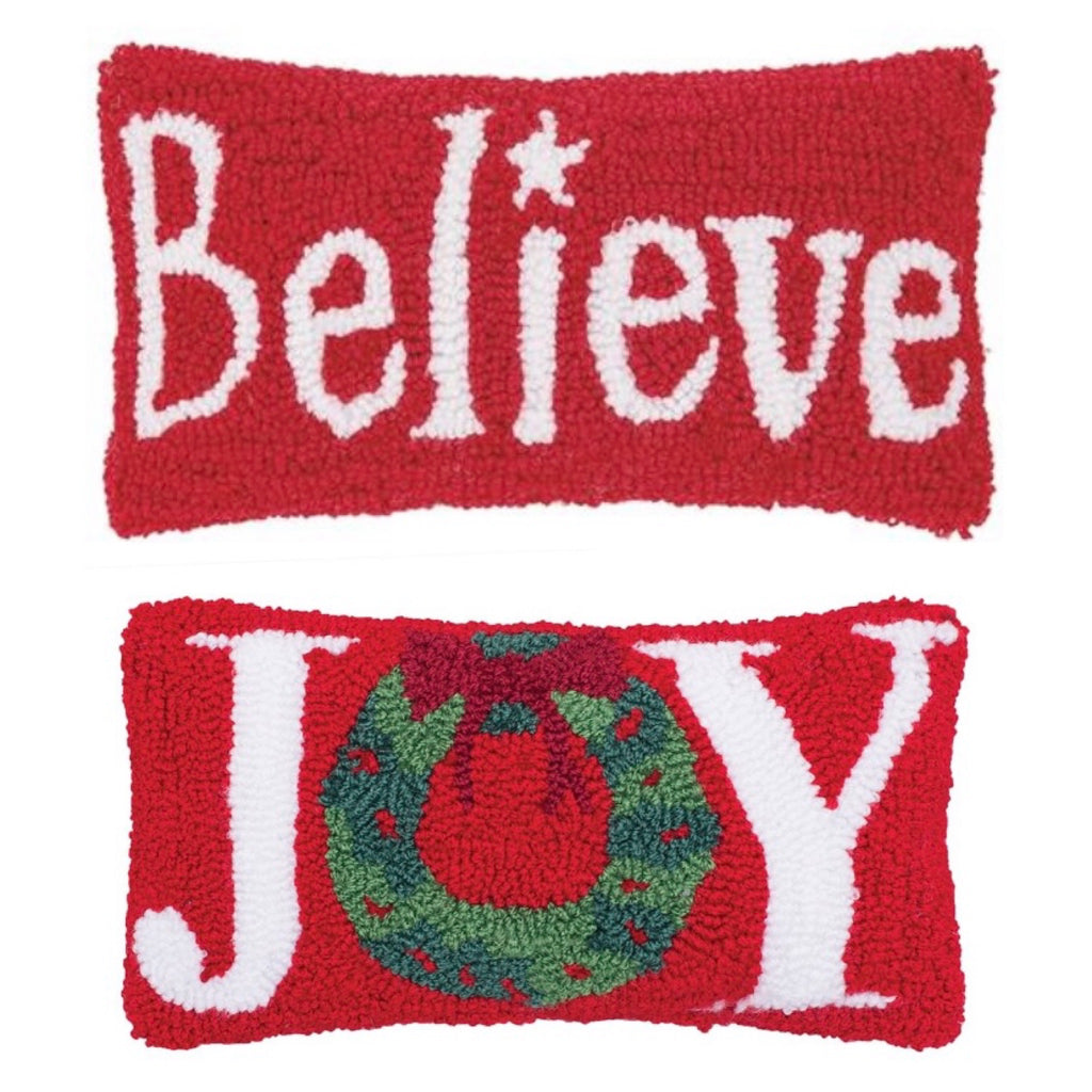 Believe & Joy Hooked Pillows  C & F   