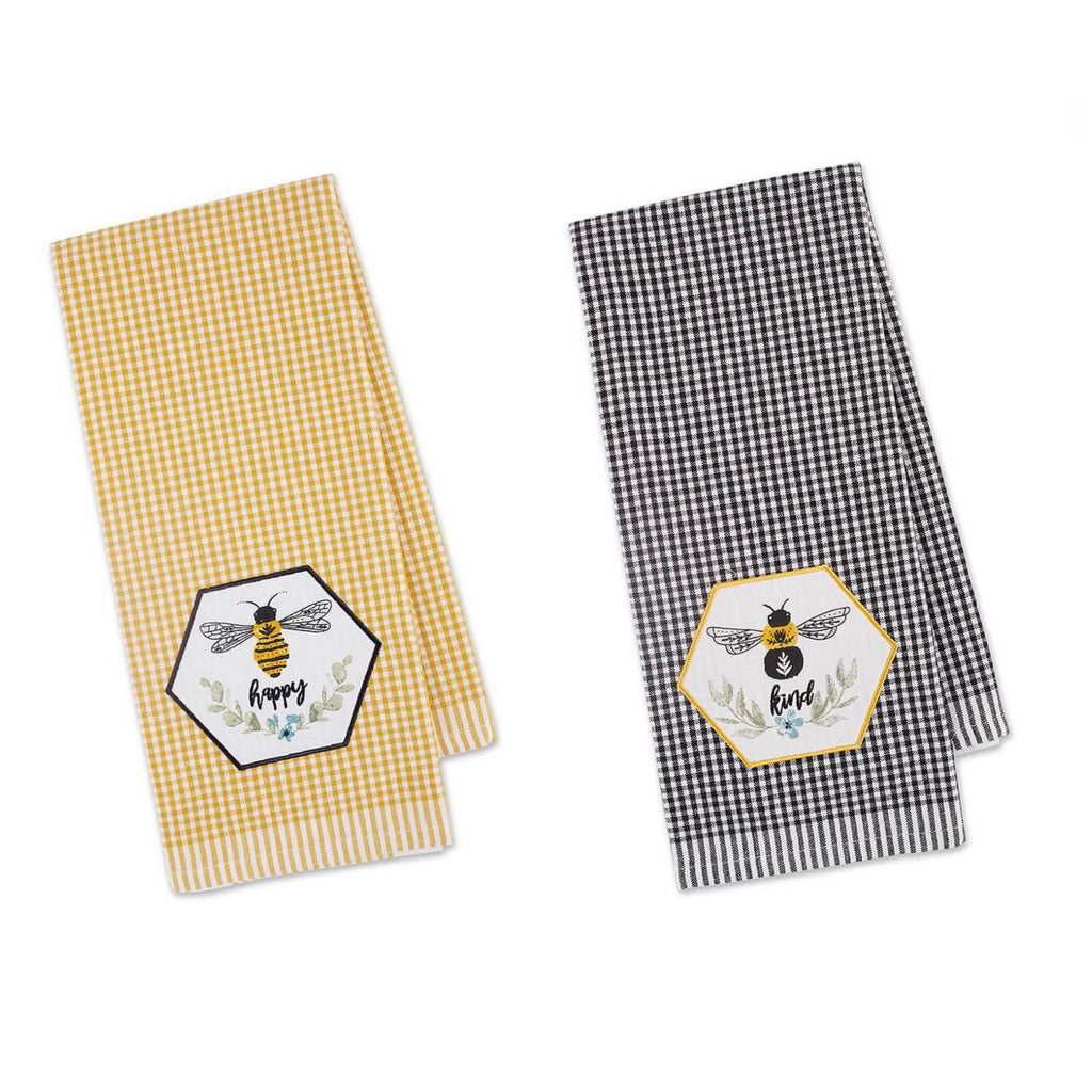 Bee Happy/Kind Embellished Dish Towels  DII   