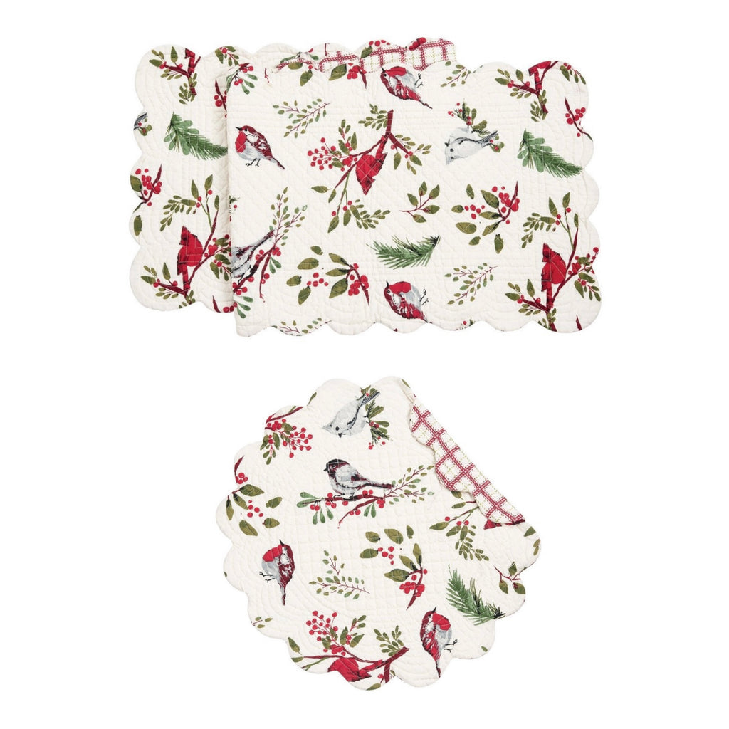 Sprig Birds Table Runner & Round Placemats  C & F   