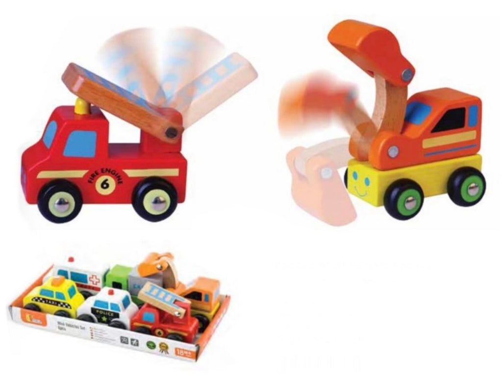 Wooden Mini Vehicle 6pc Set  Original Toy Co   