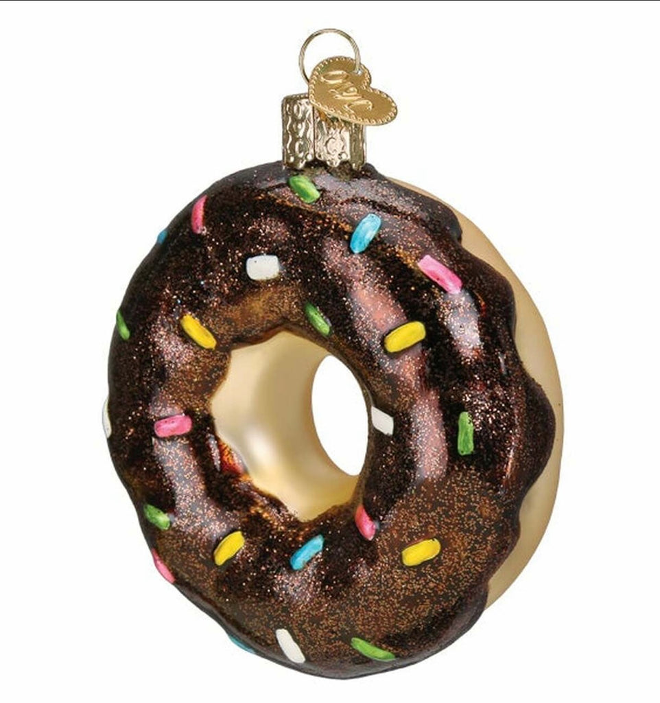 Chocolate Sprinkles Donut Glass Ornament  Old World Christmas   