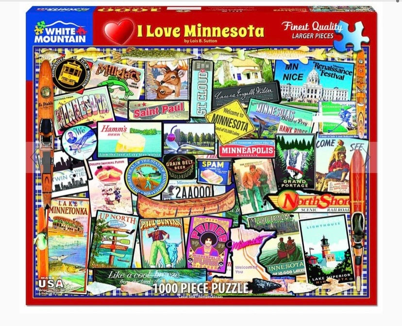 I Love Minnesota Puzzle 1000 pieces  White Mountain Puzzles   