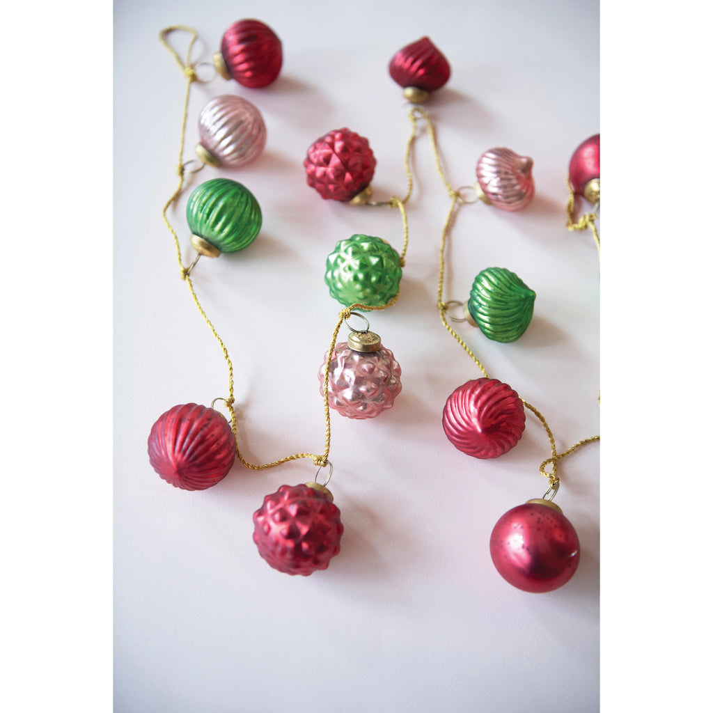 Embossed Mercury Glass Ball Ornament Garland  Creative Co-Op   