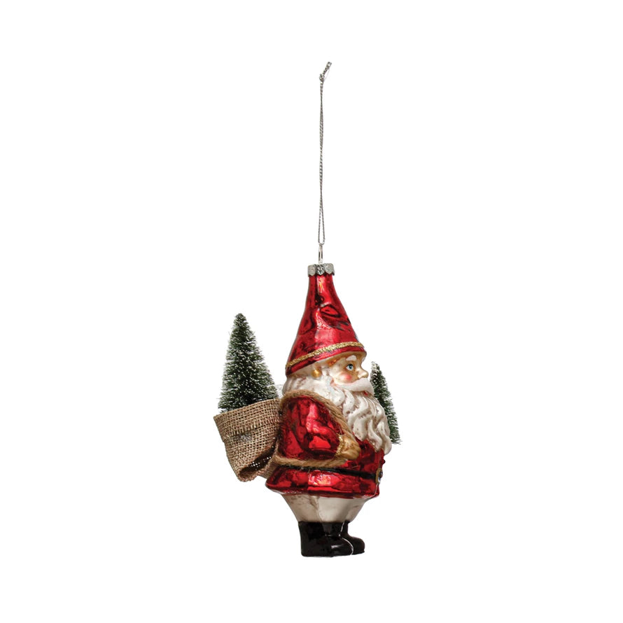 Garden Santa Glass Ornament  Creative Co-Op   