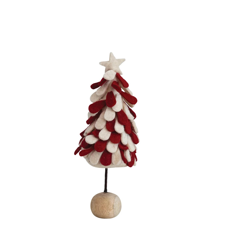 Red & White Felt Tree w/ Star  Creative Co-Op   